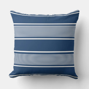 Navy Blue and White Multi Stripe Kissen