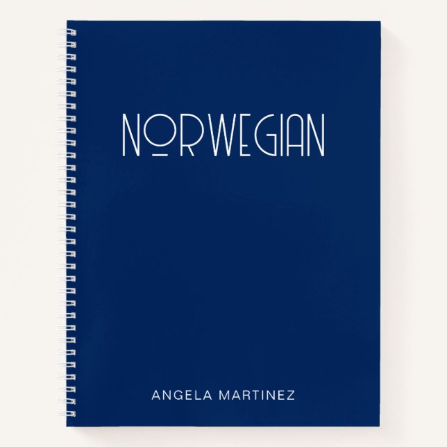 Navy Blue and White Retro Style Language Studies Notizbuch (Vorderseite)