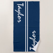 Navy Blue and White Strip Individuelle Name