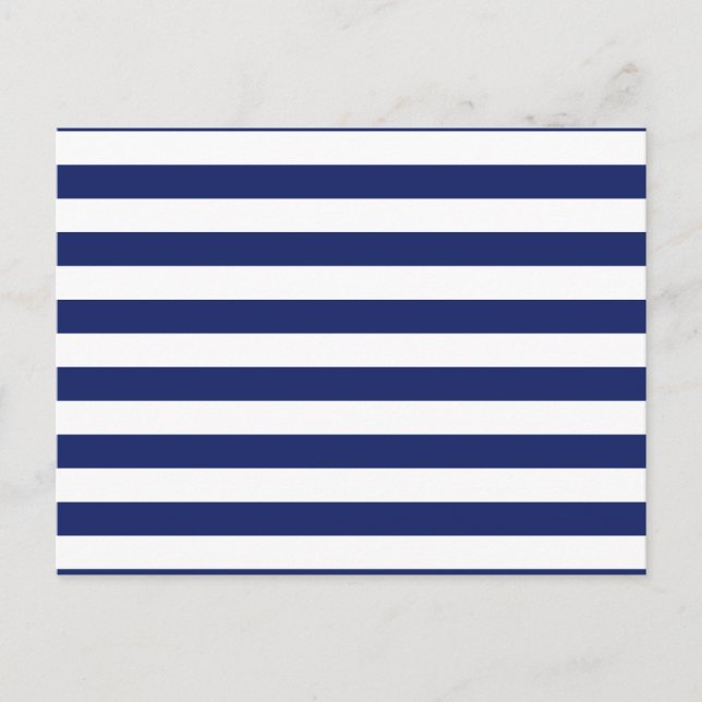 Navy Blue and White Stripe Muster Postkarte (Vorderseite)