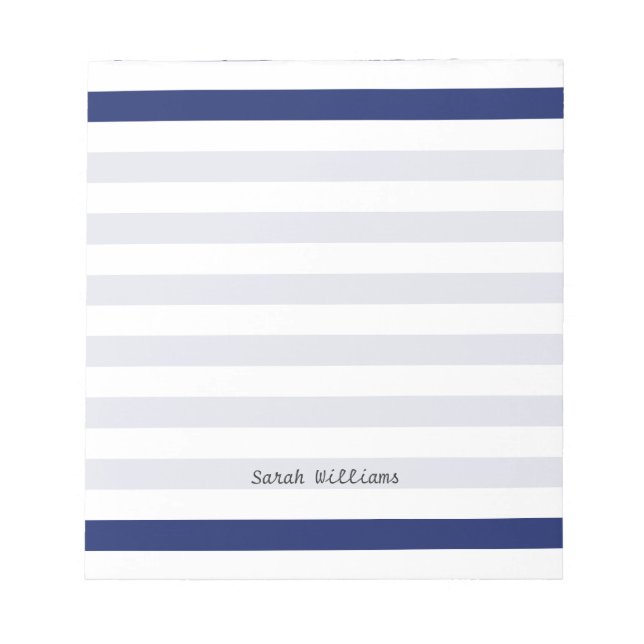 Navy Blue and White Stripe Pattern Notizblock (Vorderseite)