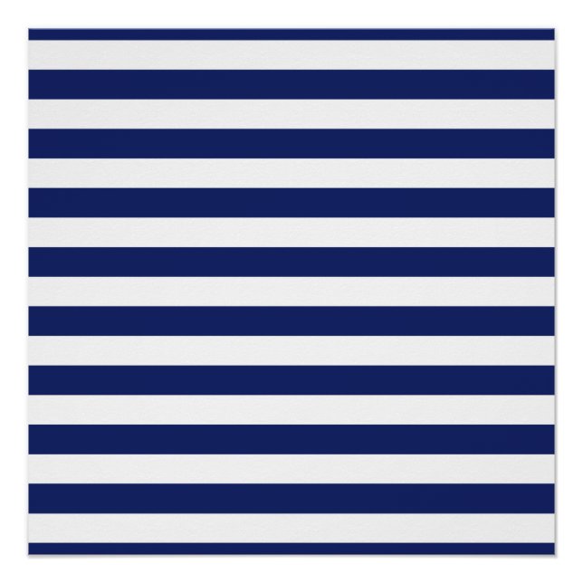 Navy Blue and White Stripe Pattern Poster (Vorderseite)