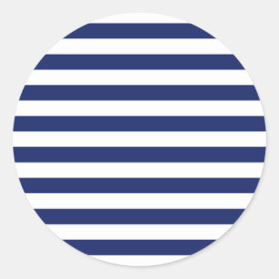 Navy Blue and White Stripe Pattern Runder Aufkleber