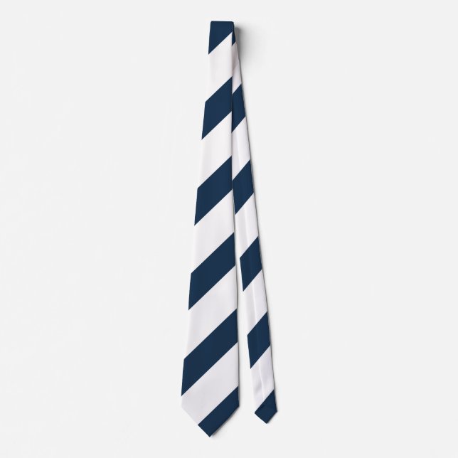 Navy Blue and White Stripes  Krawatte (Vorderseite)