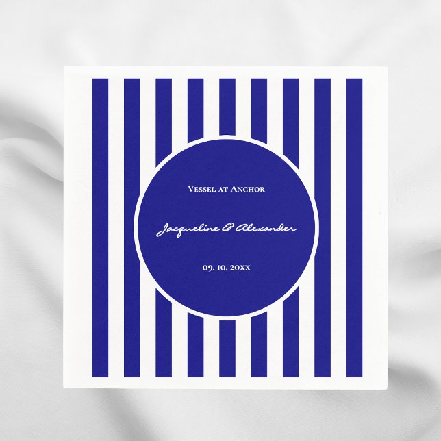 Navy Blue and White Stripes Napkins Serviette (Von Creator hochgeladen)