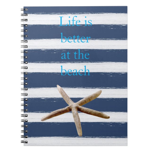 Navy Blue and White Stripes Starfish Notizblock (Vorderseite)