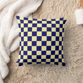 Navy Blue and Yellow Checkerboard Pattern Kissen