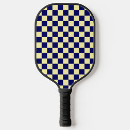 Navy Blue and Yellow Checkerboard Pattern Pickleball Schläger