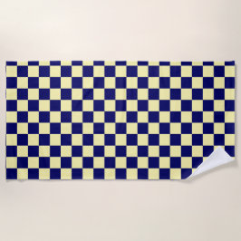 Navy Blue and Yellow Checkerboard Pattern Strandtuch