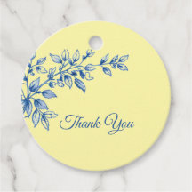 Navy Blue and Yellow Floral Thank You Card