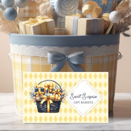 Navy Blue and Yellow Gift Basket Visitenkarte