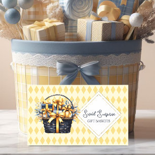 Navy Blue and Yellow Gift Basket Visitenkarte