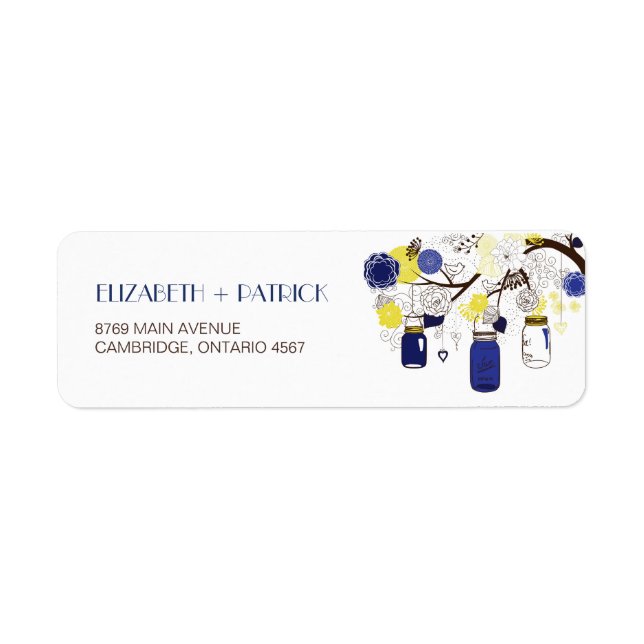Navy Blue and Yellow Mason Jars Address Label (Vorne)