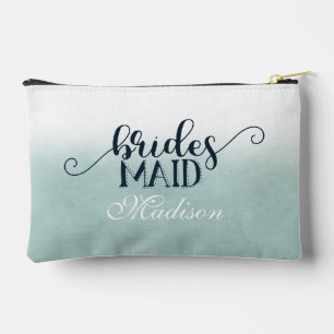 Navy Blue Aqua Ombre Wassercolor Wedding Bridesmai Zubehörtasche