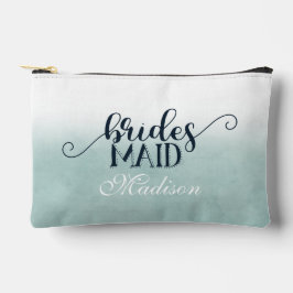 Navy Blue Aqua Ombre Wassercolor Wedding Bridesmai Zubehörtasche