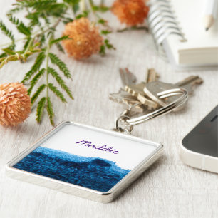 Navy Blue Aquarellscape Schlüsselanhänger