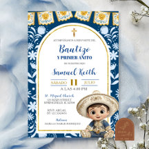 Navy Blue Arch Cielito Lindo Baptism 1st Birthday
