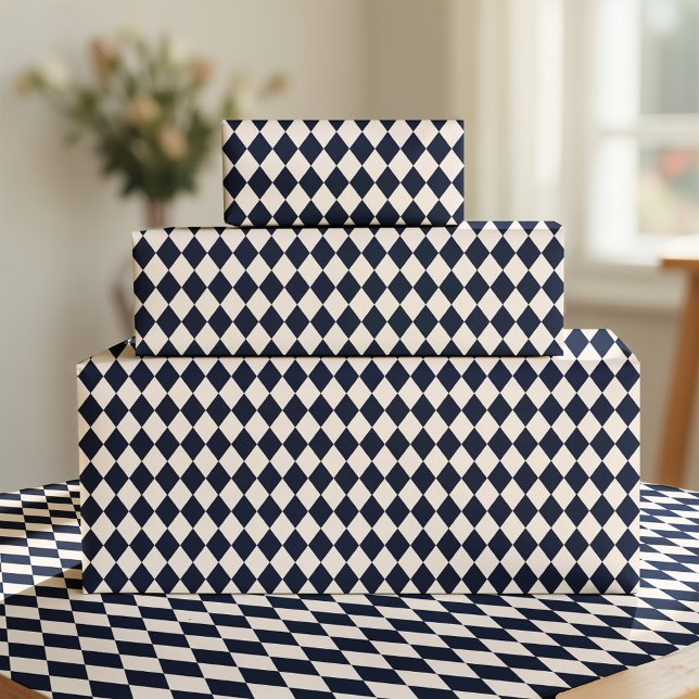 Navy Blue Argyle Wrapping Paper Geschenkpapier (Von Creator hochgeladen)