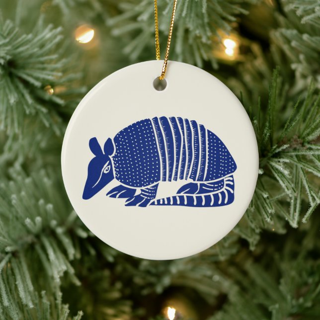 Navy Blue Armadillo Personalisiert Keramik Ornament (Baum)