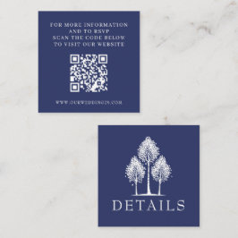 Navy Blue Aspen Tree Wedding QR Begleitkarte