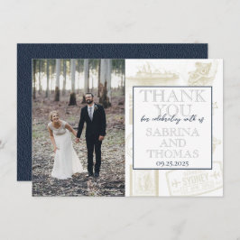 Navy Blue Australia Wedding Foto Vielen Dank Dankeskarte