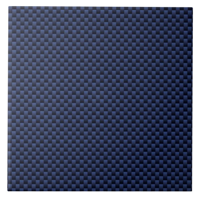 Navy Blue Automotive Carbon Fiber Weave Print Fliese (Vorderseite)