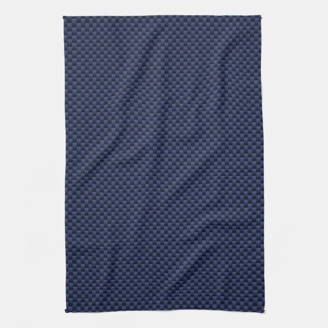 Navy Blue Automotive Carbon Fiber Weave Print Handtuch (Vertikal)