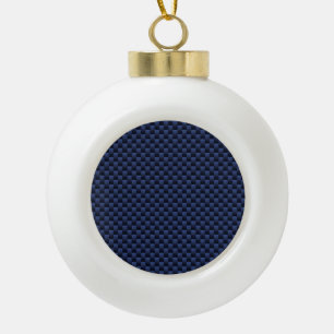 Navy Blue Automotive Carbon Fiber Weave Print Keramik Kugel-Ornament