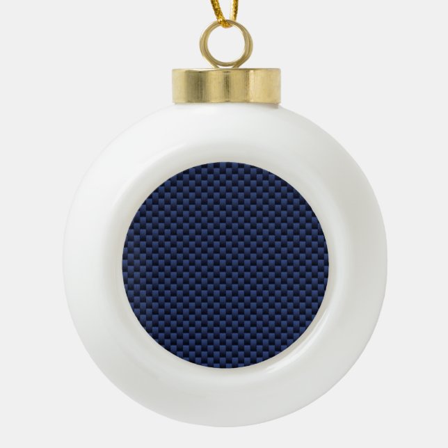 Navy Blue Automotive Carbon Fibre Weave Print Keramik Kugel-Ornament (Vorderseite)