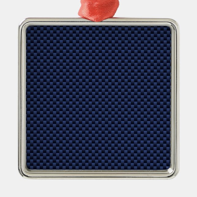 Navy Blue Automotive Carbon Fibre Weave Print Silbernes Ornament (Vorne)