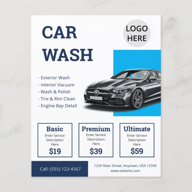 Navy Blue Autowaschdienst Werbeaktion Flyer (Vorne)