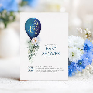 Navy Blue Balloon Es ist eine Baby-Dusche Folieneinladung