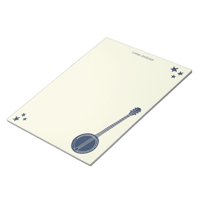Navy Blue Banjo Personalisiertes Schreibpapier Notizblock (angewinkelt)