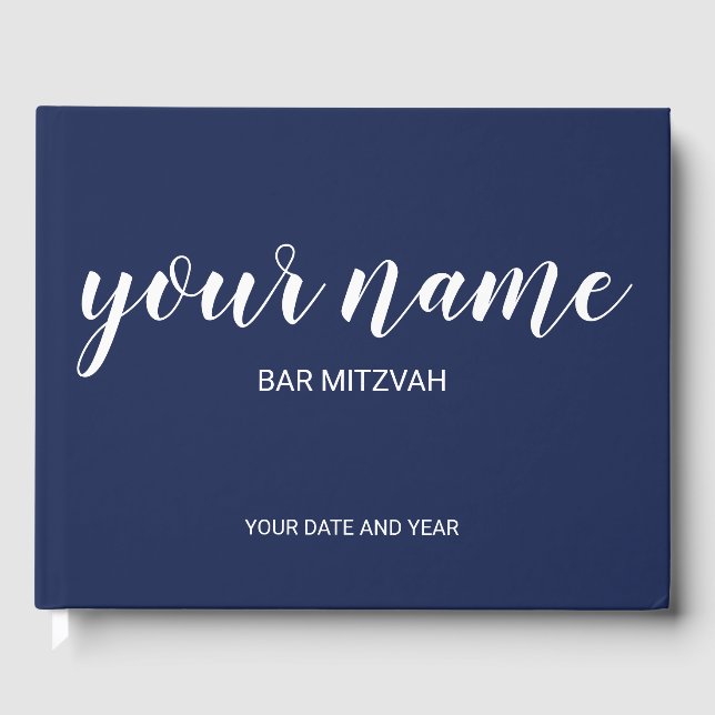 Navy Blue Bar Mitzvah Gast Book Gästebuch (Vorderseite)