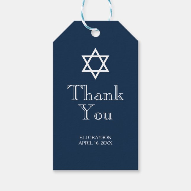 Navy Blue Bar Mitzvah Geschenkanhänger (Vorderseite)