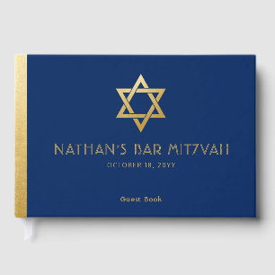 Navy Blue Bar Mitzvah Gold Star von David Custom Gästebuch