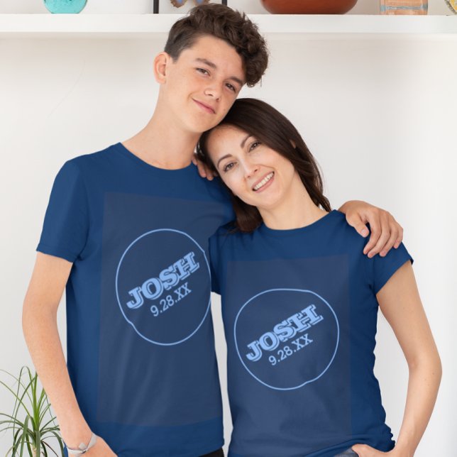 Navy Blue Bar Mitzvah mit Namenslogo T-Shirt (Von Creator hochgeladen)