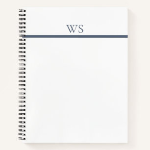 Navy-Blue-Bar-Monogramm-Notizbuch Notizbuch