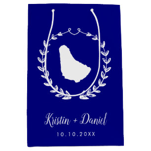 Navy Blue Barbados Map Wedding Welcome Swag Mittlere Geschenktüte