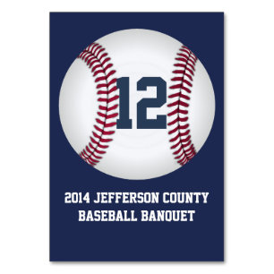 Navy Blue Baseball Banquet Tischnummer Card