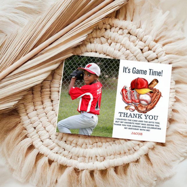 Navy Blue Baseball Kindergeburtstag Party Dankeskarte (Von Creator hochgeladen)