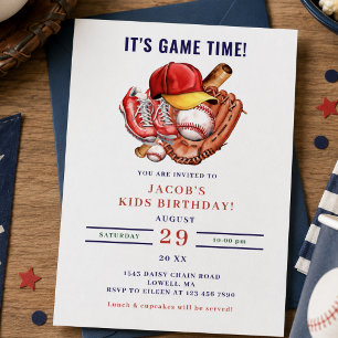 Navy Blue Baseball Kindergeburtstag Party Einladung