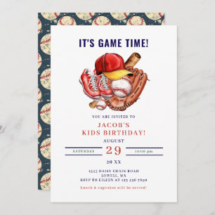 Navy Blue Baseball Kindergeburtstag Party Einladung