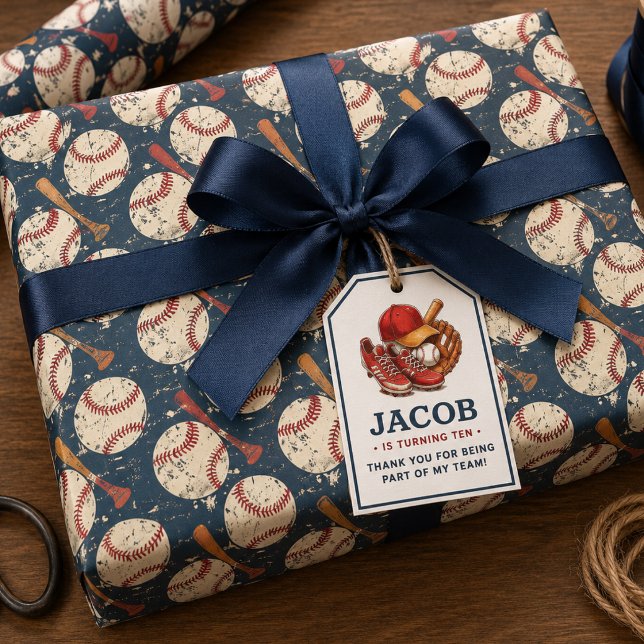 Navy Blue Baseball Kindergeburtstag Party Geschenkpapier (Navy Blue Baseball Kids Birthday Party Watercolor Wrapping Paper)