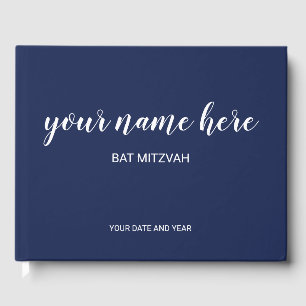 Navy Blue Bat Mitzvah Guestbook Gästebuch