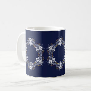 Navy Blue Bee Circle Kaffeetasse