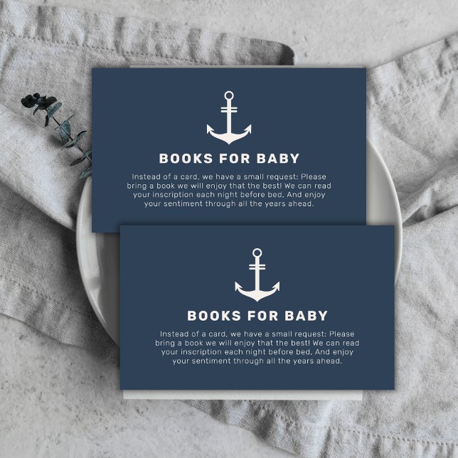 Navy Blue Beige Ankerbücher für Babydusche Begleitkarte (Navy Blue Beige Anchor Books For Baby Shower Enclosure Card)