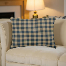 Navy Blue Beige Buffalo Kariert rustikale Muster D