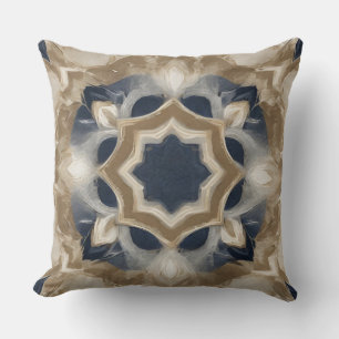 Navy Blue Beige Farmhouse Print Kissen