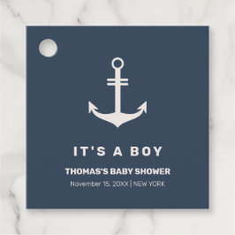 Navy Blue Beige Nautical Anchor Baby Dusche Geschenkanhänger